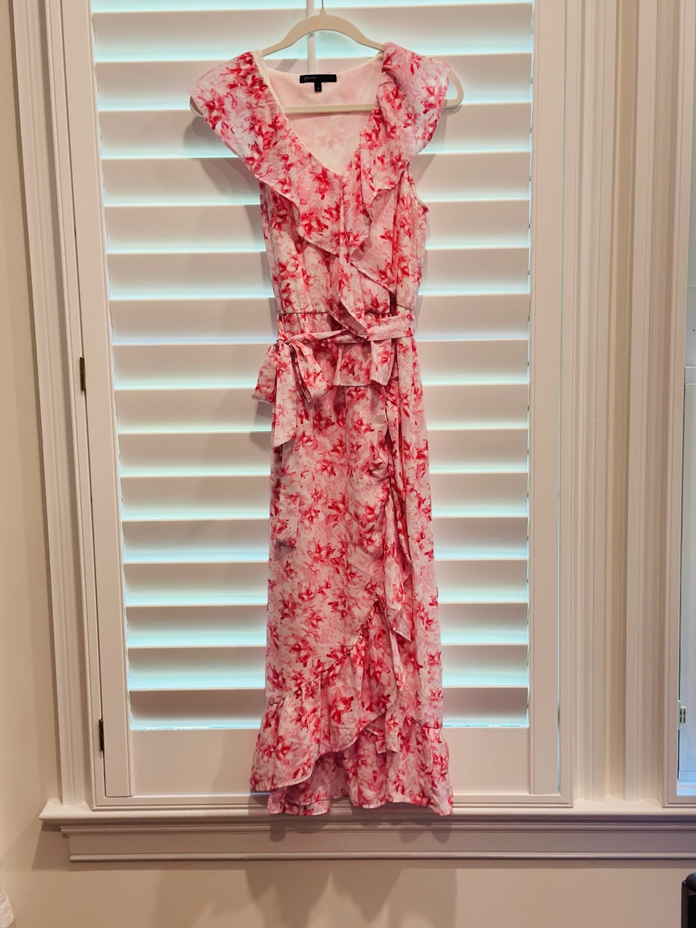 Gibson Pink Floral Ruffle Wrap Maxi Dress